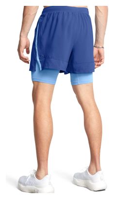 Short 2-en-1 Under Armour Launch 5in Bleu Homme