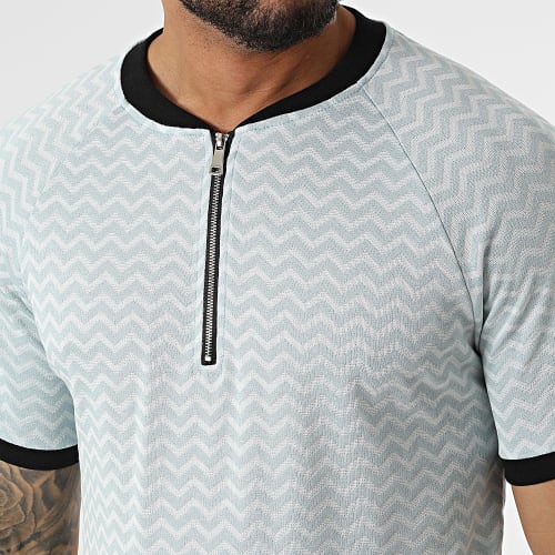 Ensemble Tee Shirt Col Zippé Short Jogging C5843-C8151 Noir Gris Anthracite