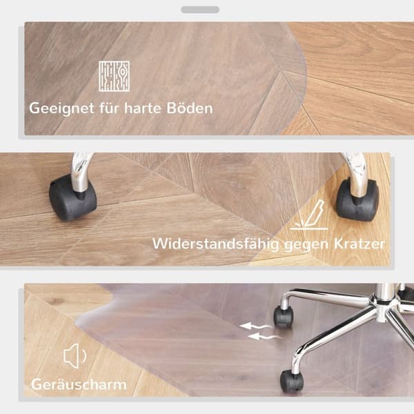 Stolmatte for harde gulv, 90 x 120 cm, sklisikre, transparente gulvmatter for å beskytte tre og fliser, for kontor og hjem