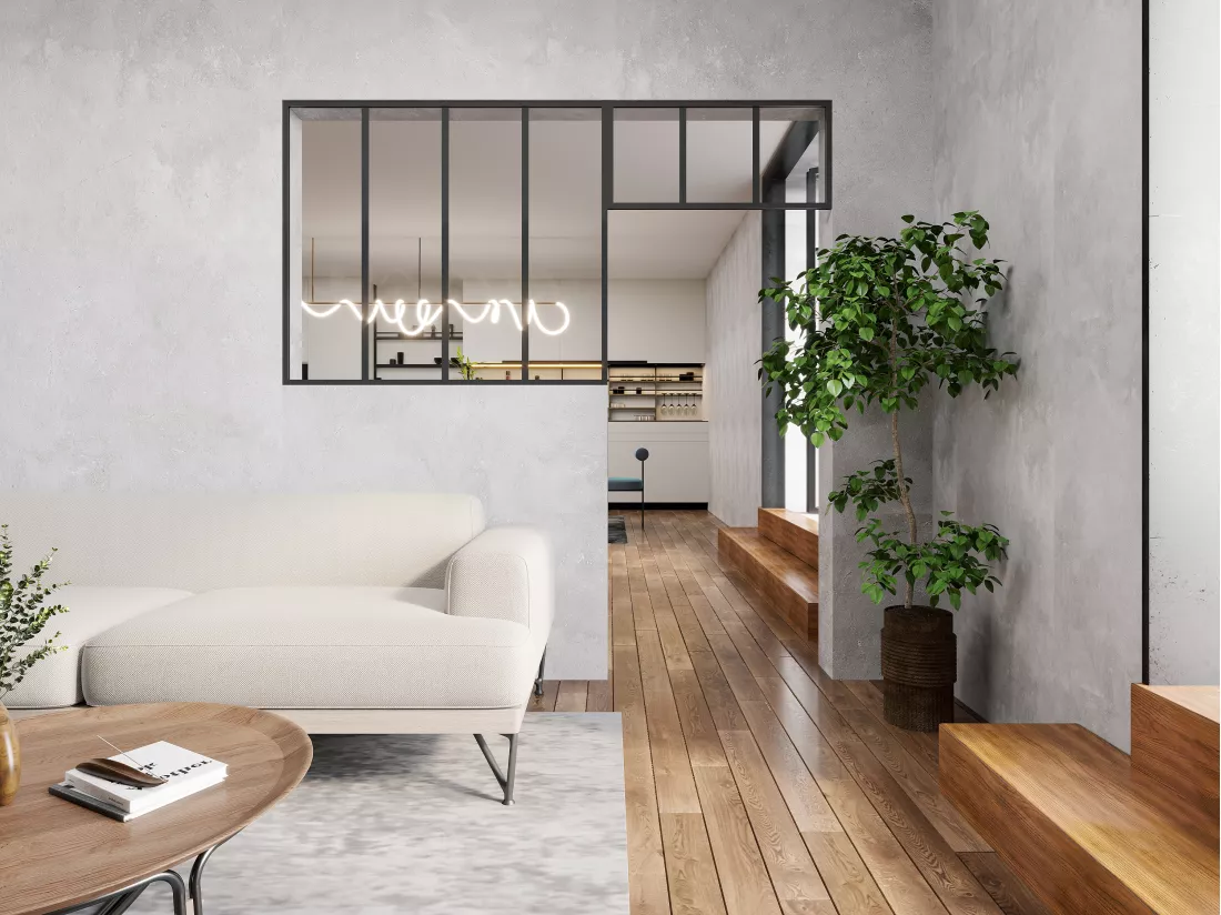 Verrière atelier avec imposte en aluminium thermolaqué - L120 x H105 + L83 x H40 cm - Noir - BAYVIEW