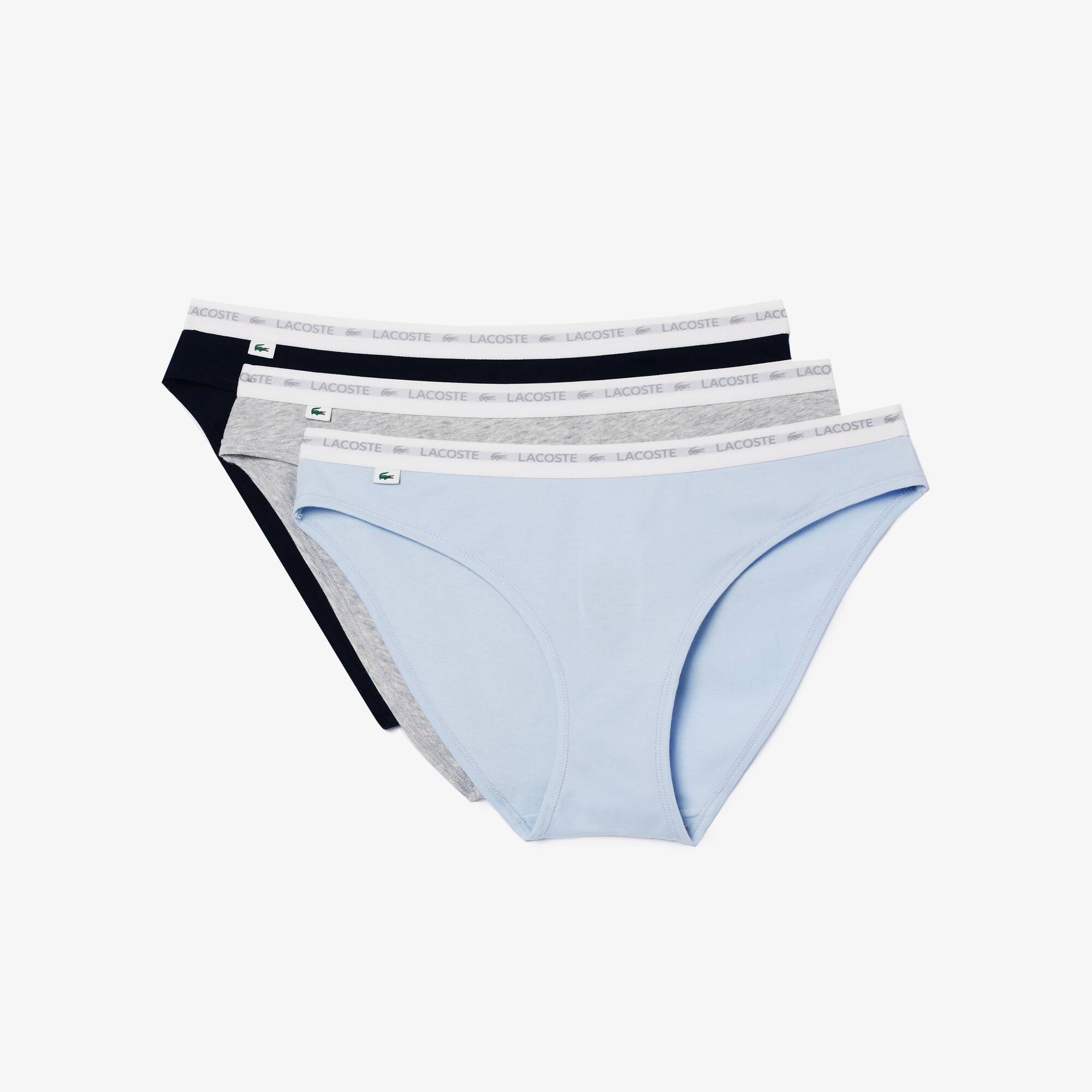 Lot de 3 culottes siglées en coton stretch Culottes & bas - Bleu - Lacoste - Femme