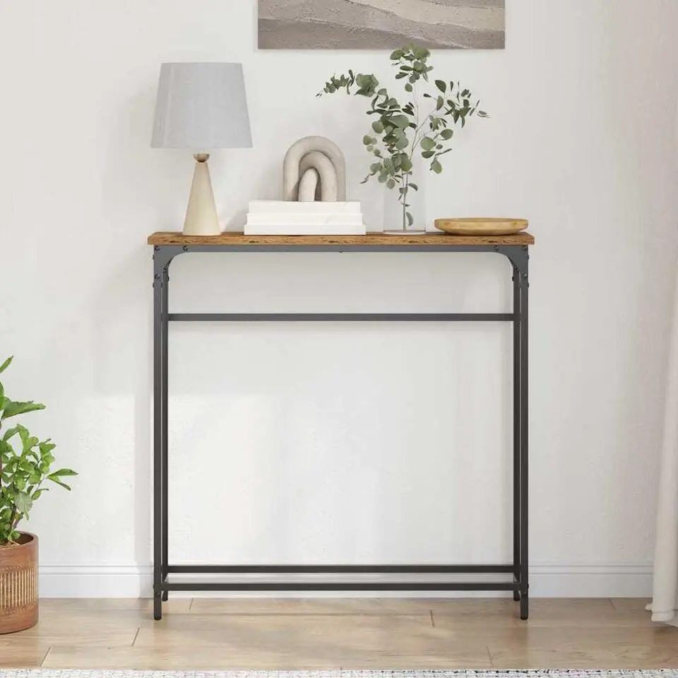 vidaXL - Sidetable - Oud hout - Gelaagd hout en metaal - 75x19.5x75 cm