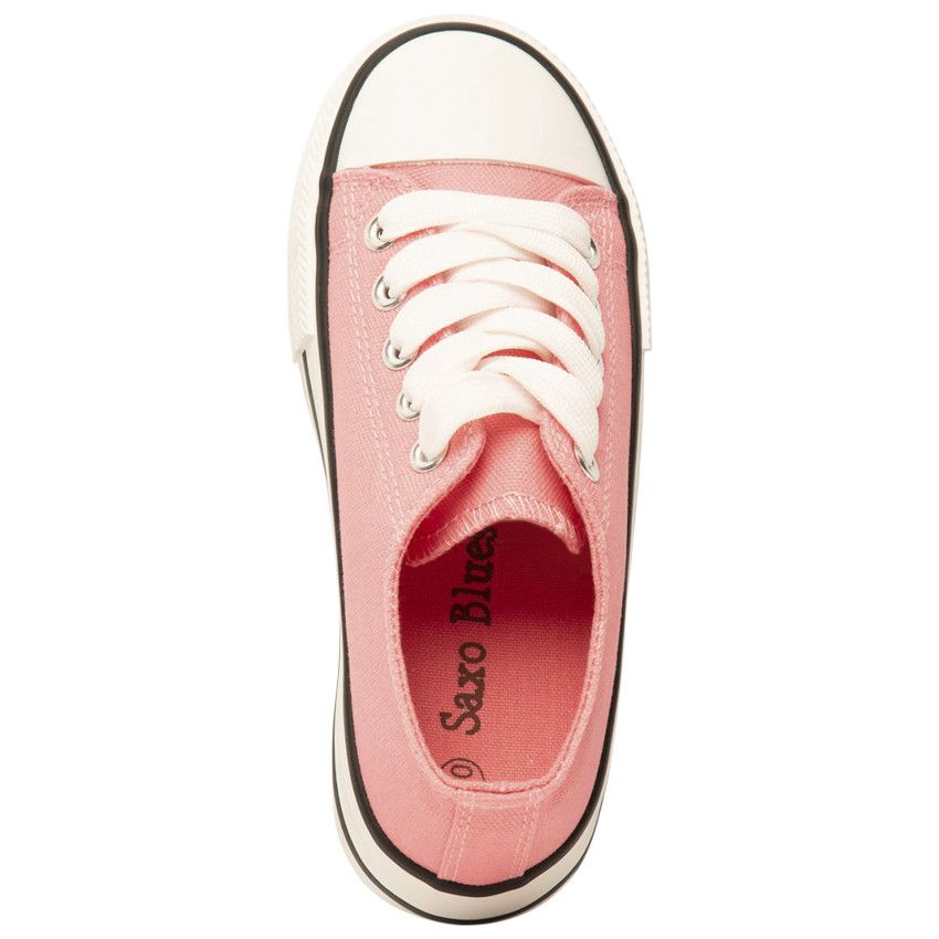 Baskets basses en toile roses avec lacets pour fille - Multicolore