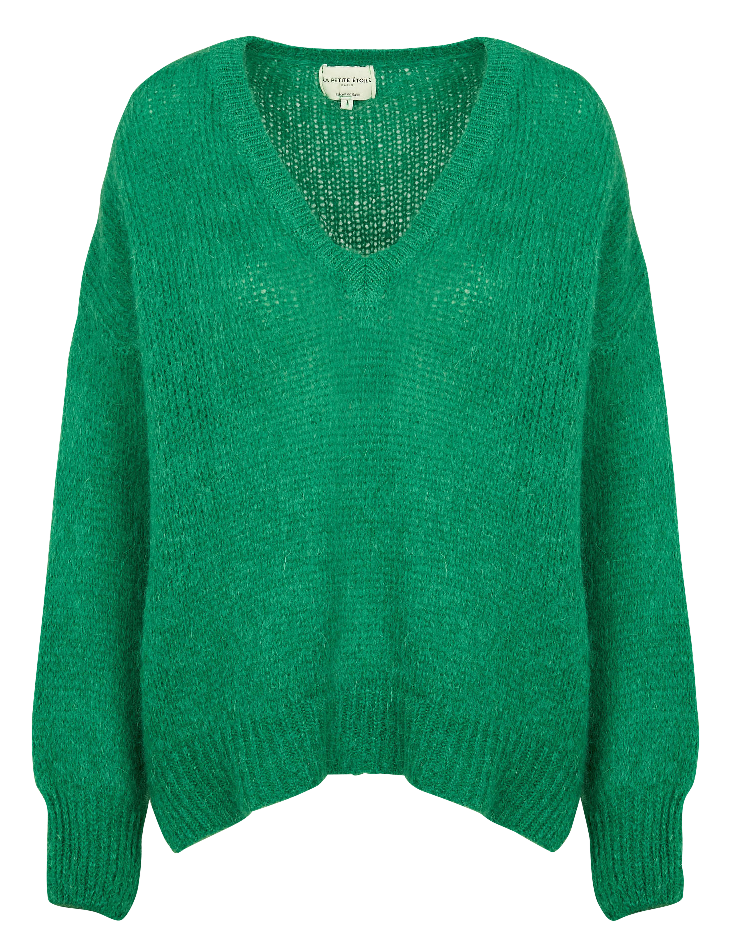 MELANIE - Pull oversize col V en laine mélangée | Vert