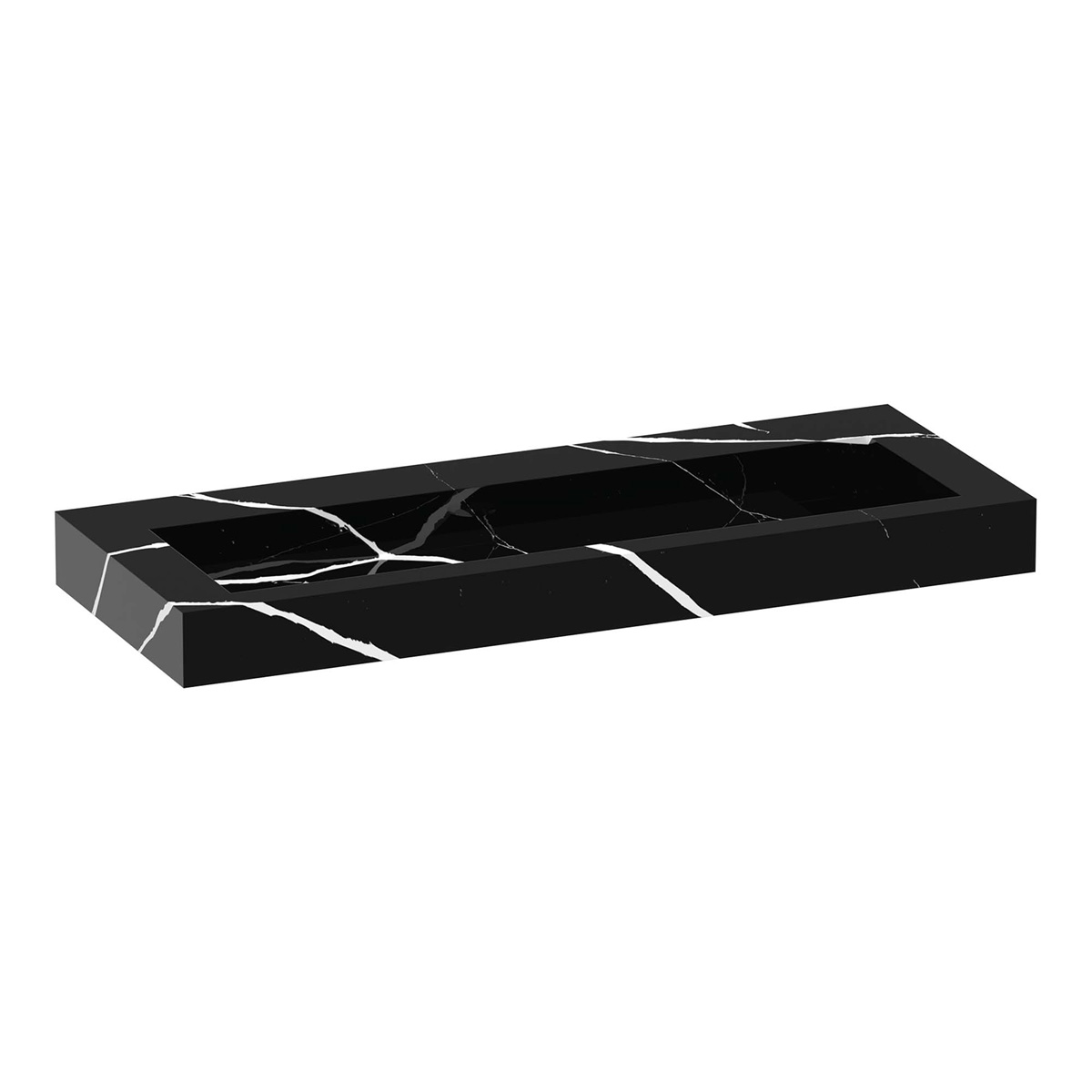 Brauer Coral wastafel marmerlook 120cm zonder kraangat nero marquina