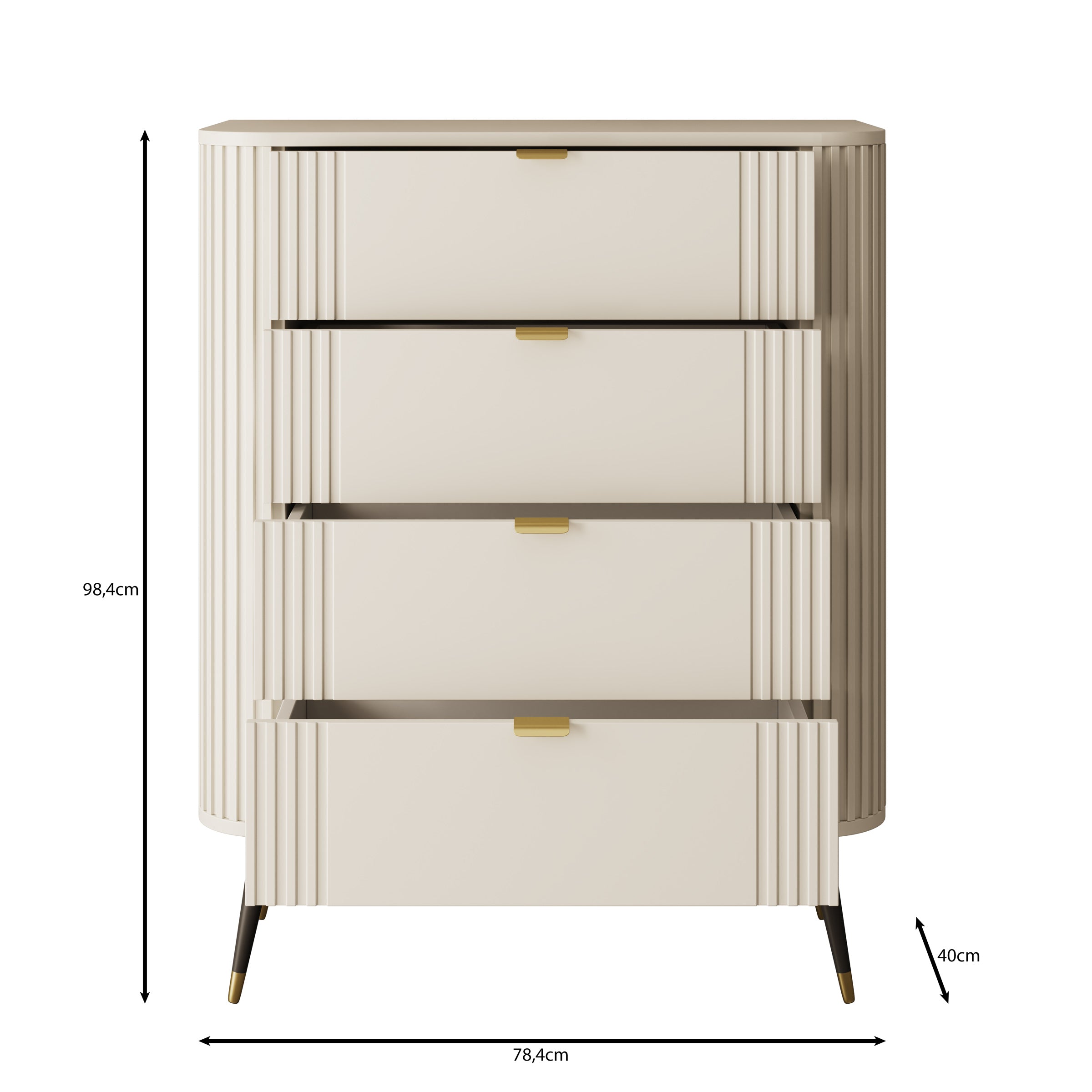Oahu - Ladekast met 4 lades - Beige - 78x40x99 cm