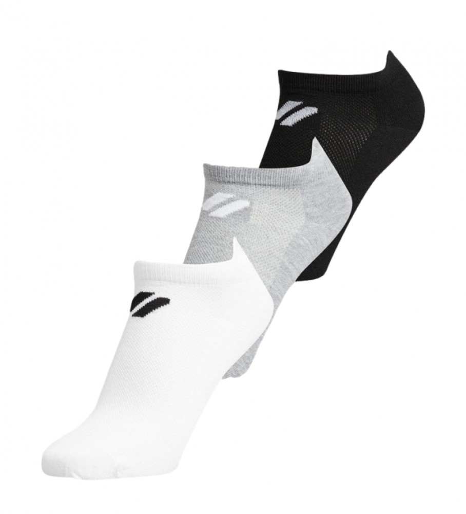 Conjunto de 3 pares de meias cano curto Superdry Coolmax - Preto, Cinza, Branco