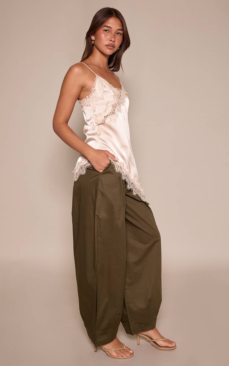 Kaki Pantalon Parachute À Taille Élastiquée