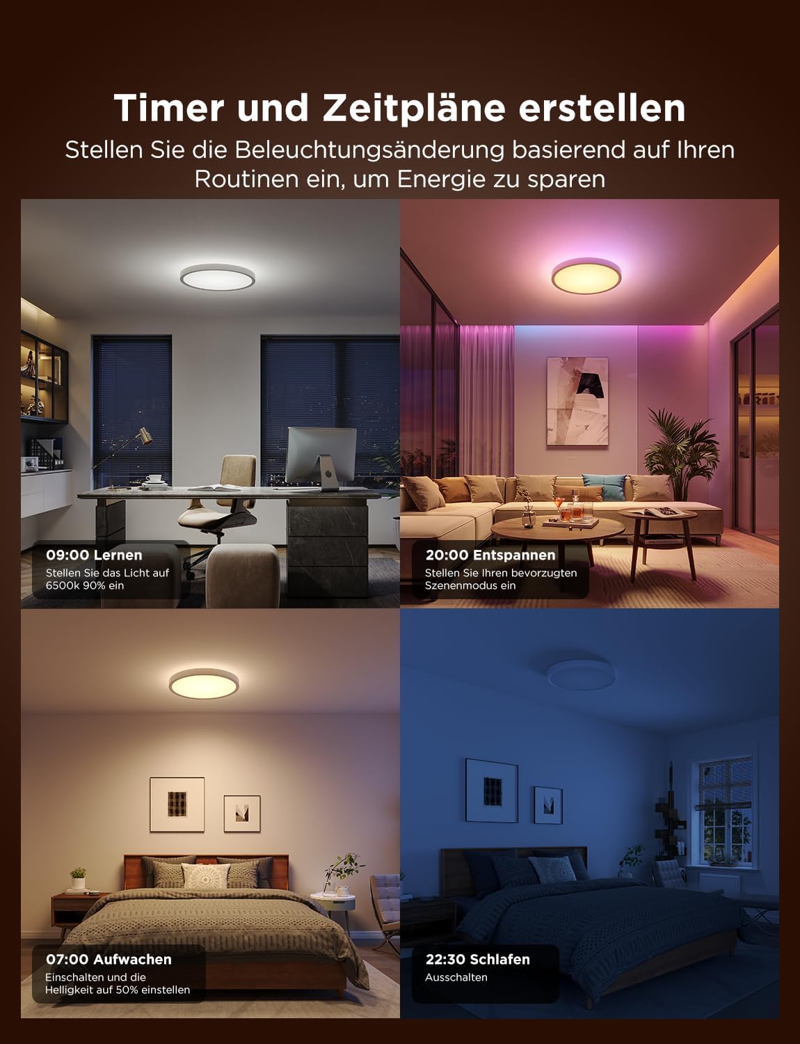 Govee Deckenleuchte RGBIC Smart, 24W Ø30cm Led Deckenleuchte dimmbar, Deckenlampe Led mit 16 Millionen DIY Farben, Kompatibel mit Alexa &  Assistant, für Schlafzimmer, 2 Stück