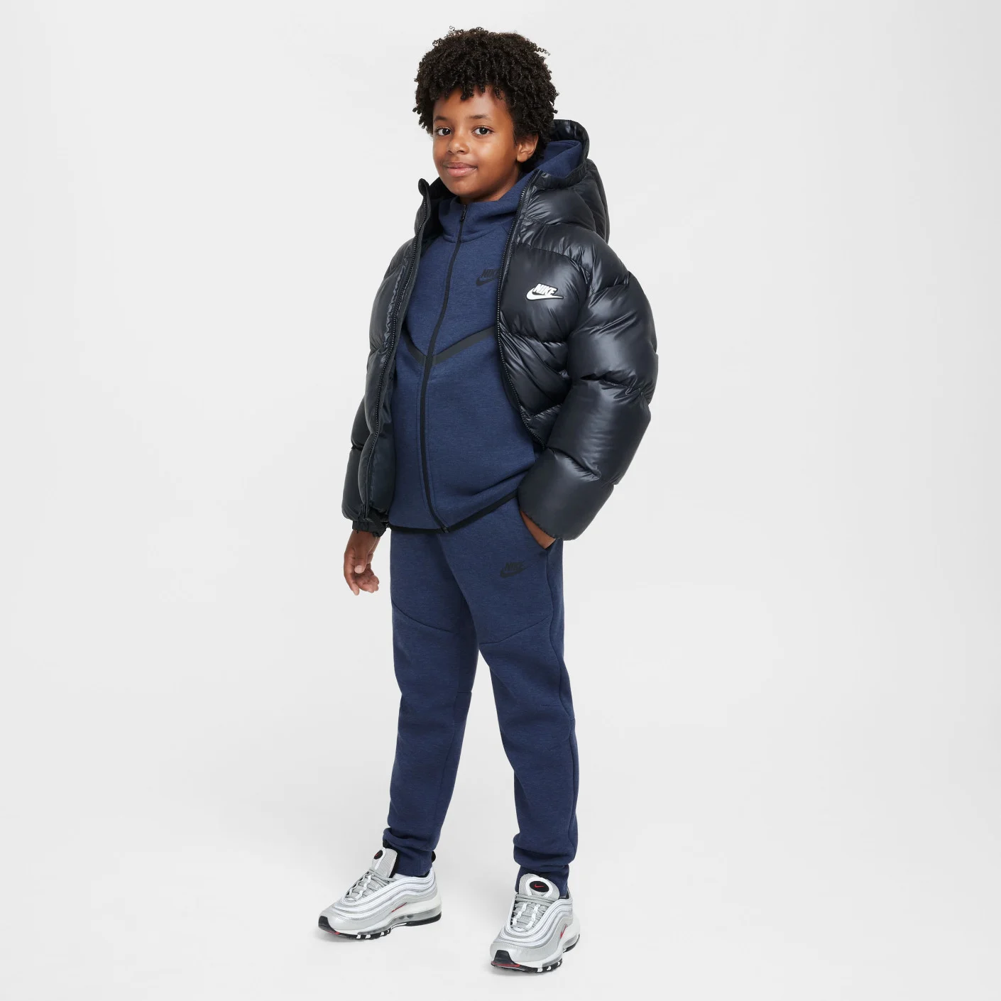 Nike Tech Fleece Sportswear Trainingspak Kids Donkerblauw Zwart