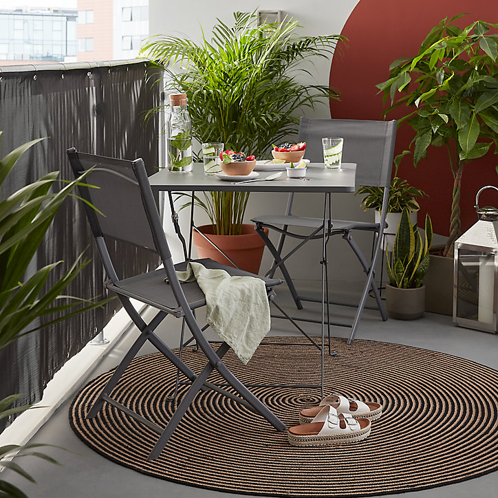 Table de jardin Saba en acier coloris gris L.70 x l.70 x H.71 cm