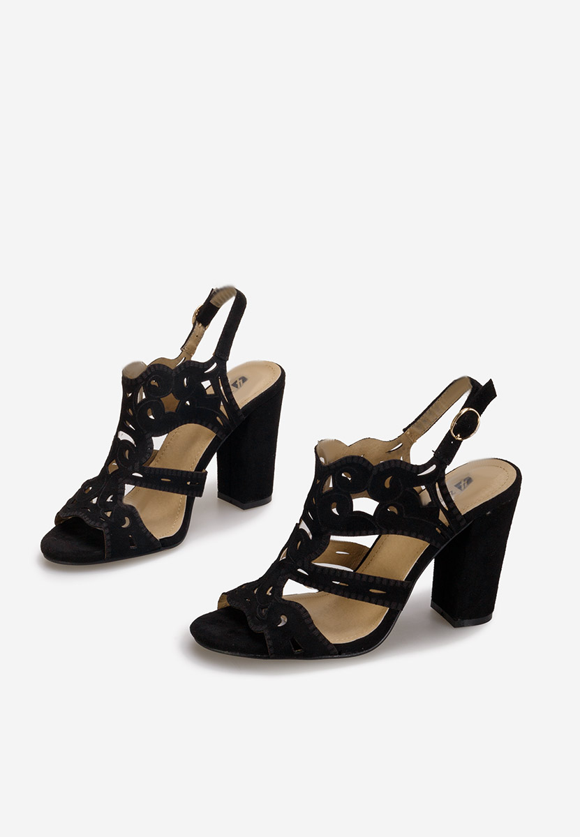 Sandales à talon épais noires Delise