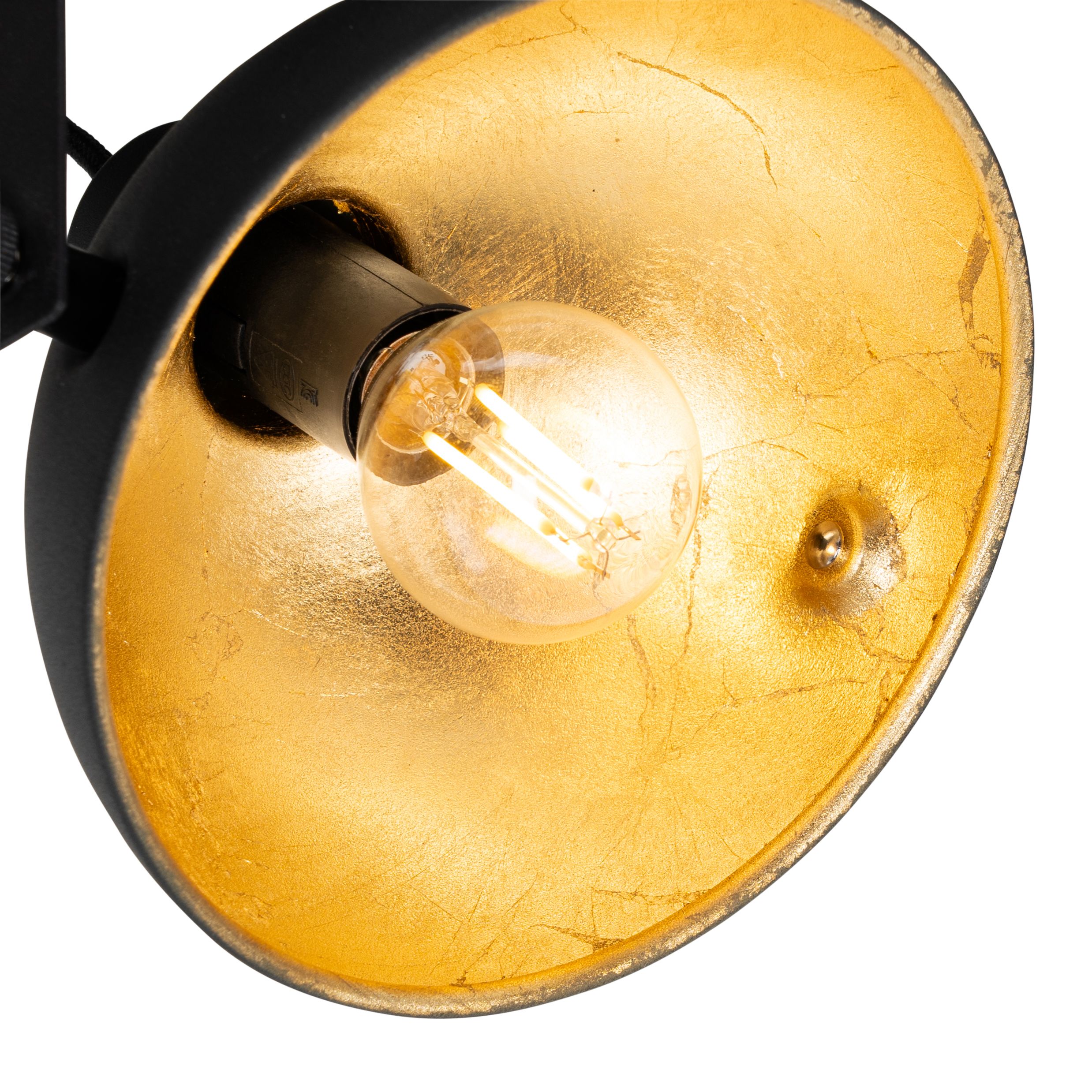 Industriële plafondlamp zwart met goud 3-lichts verstelbaar - Magnax