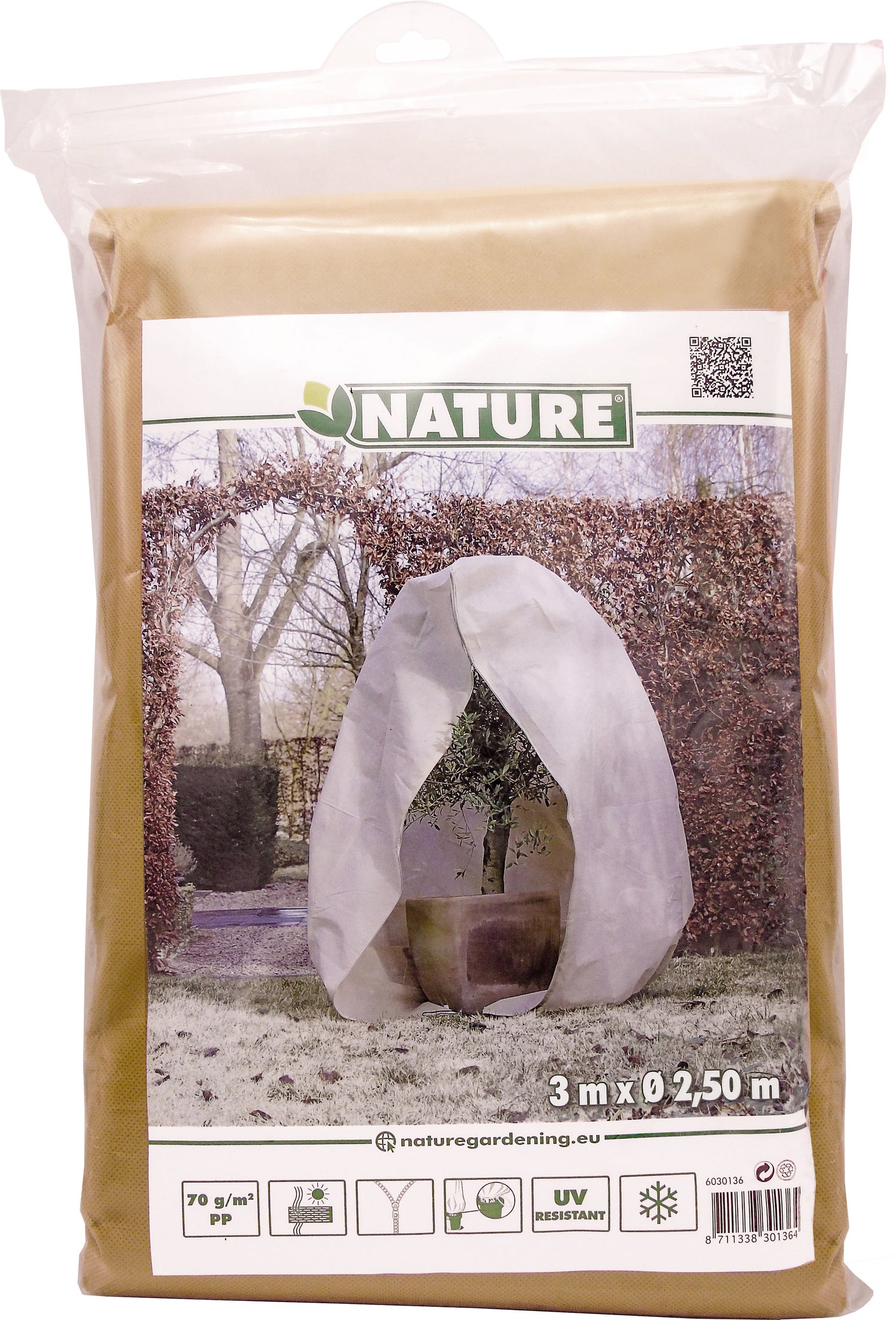 Nature winterhoes met rits D250cm x H3m beige
