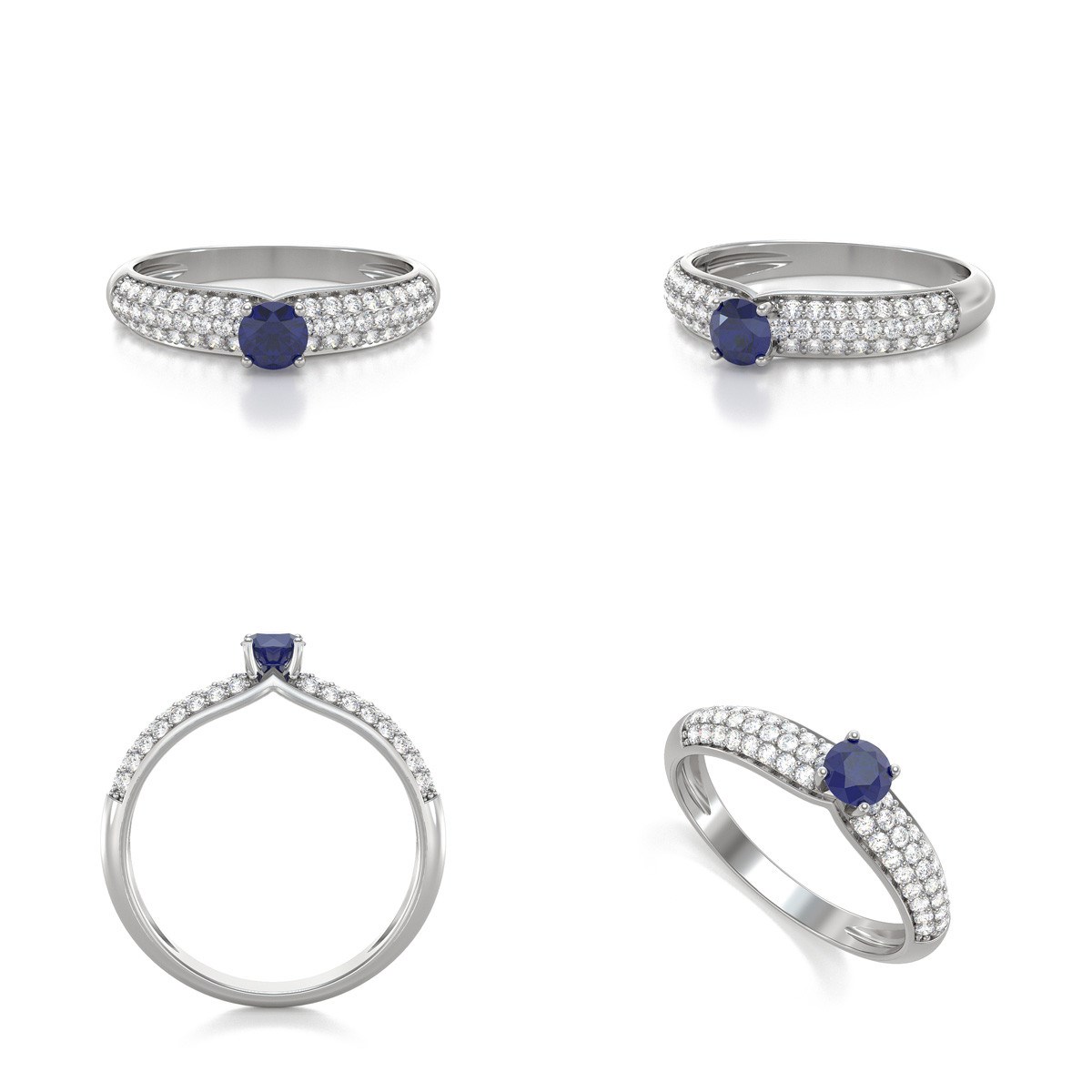 Bague Saphir et diamants sur Argent 925 1.978grs