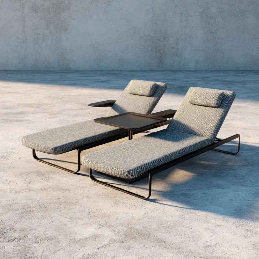Sonnenliege Set 200x65x30 cm Stoff – Grau – Modernes Design