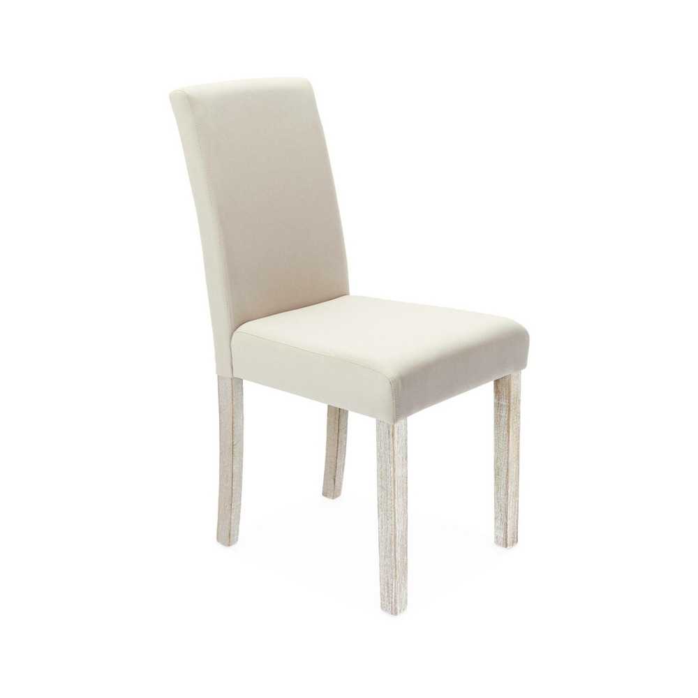 Lot de 4 chaises - rita - chaises en tissu. Pieds en bois cérusé. Beige