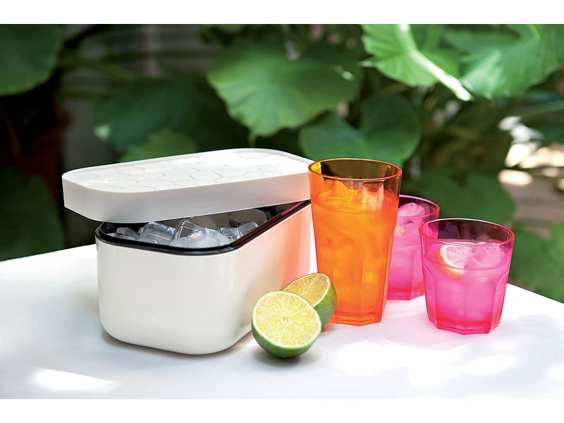 Lékué Eiswürfelbox Weiss Eiswürfelschale mit dem Eisbox zur Herstellung und Aufbewahrung von Eiswürfeln