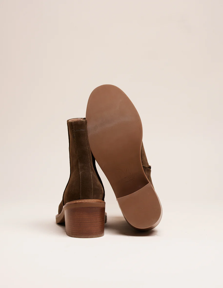Bottines à talons Véronique - Suède kaki