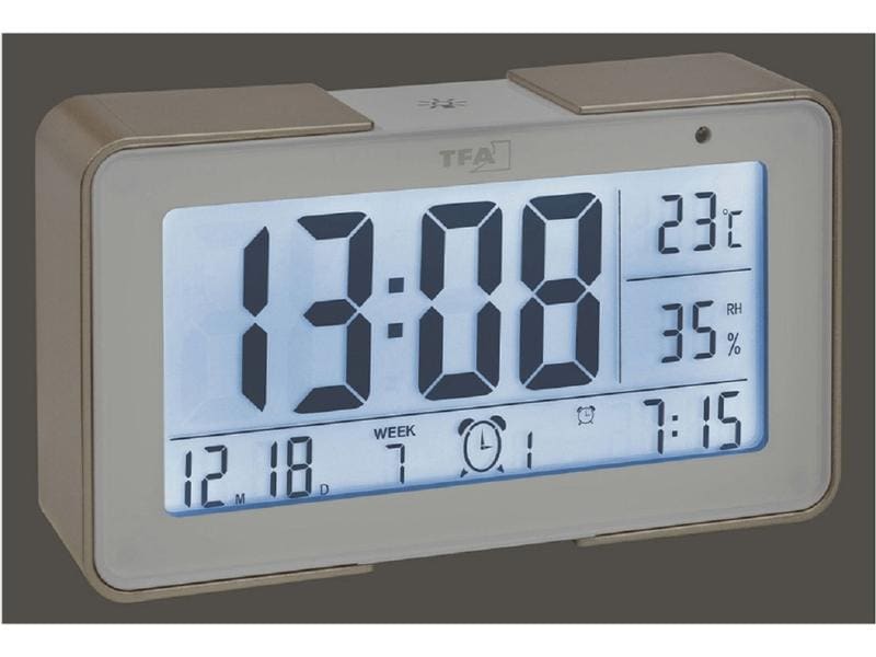 TFA Dostmann Digitalwecker Melody Weiss/Champagner Funkwecker