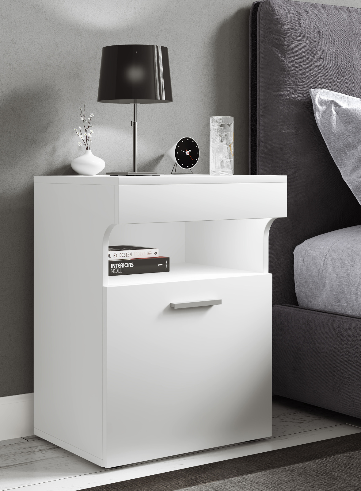 Nachttisch SLEPAL M - weiß - eine Tür - 45 cm