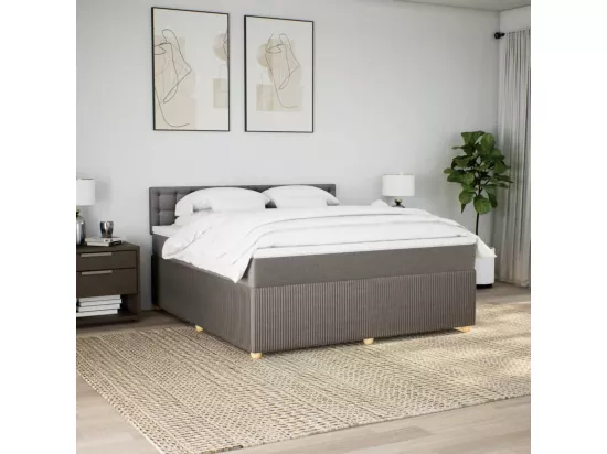 Sommier à lattes de lit avec matelas Taupe 180x200 cm Tissu