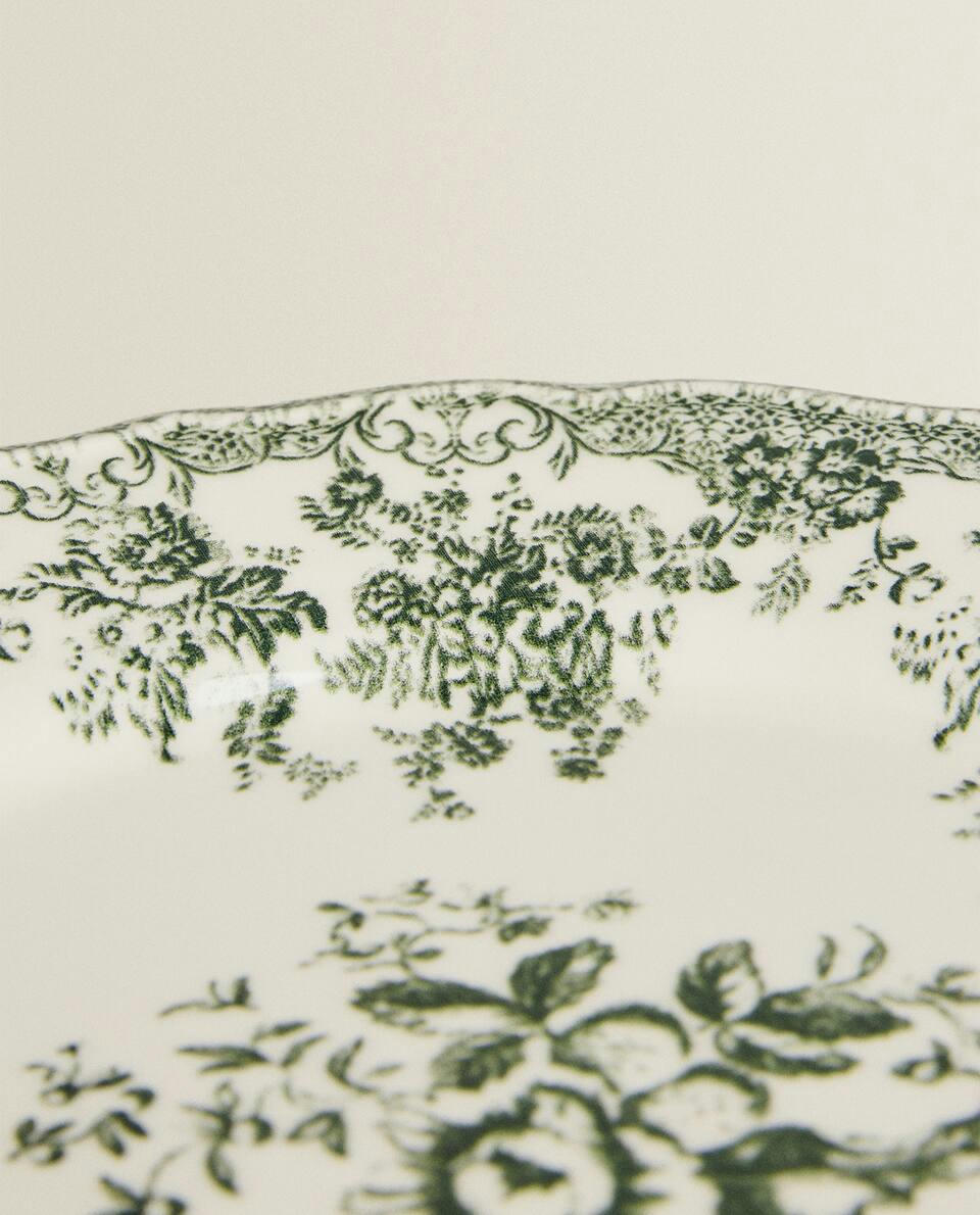 PRATO DE JANTAR DE CERÂMICA COM DETALHES FLORAL