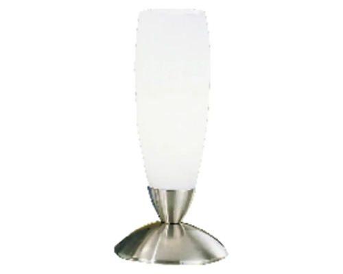 Tafellamp, 1-lichts, H 22 cm, slank, nikkel/wit