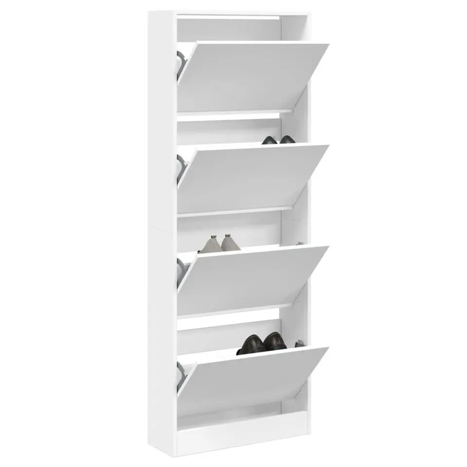 vidaXL - Schoenenkast 8 paar met 4 kleppen - Wit - Bewerkt hout - 60x21x163.5 cm