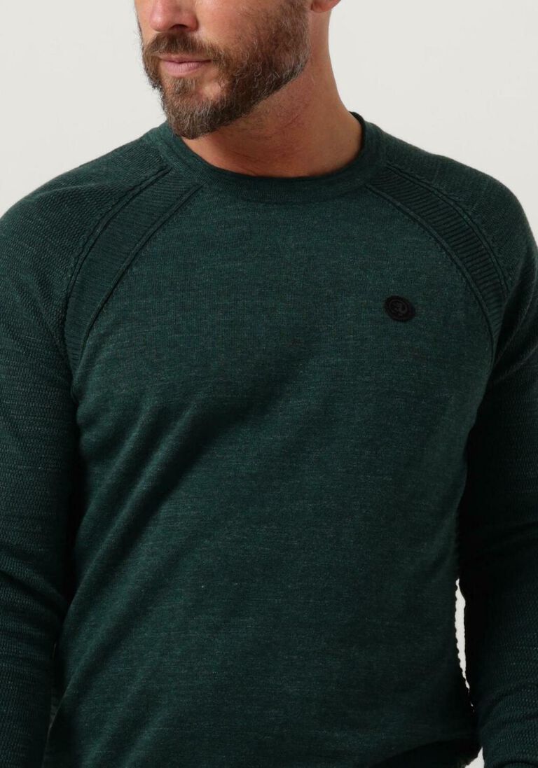 CAST IRON groene cast iron trui crewneck cotton heather plated crewneck