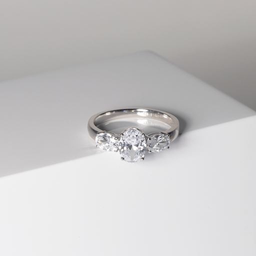 Sif Jakobs Jewellery Ellisse Ring, Sølv/Hvid, Str. 60