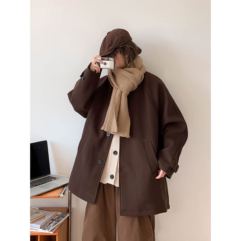 Plummie - Effen oversized enkelrijsjas met reverskraag