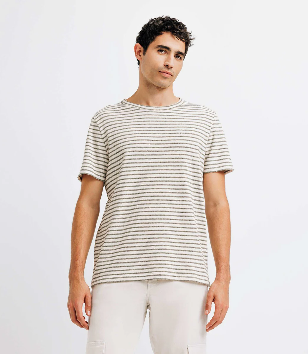 T-shirt rayé écru