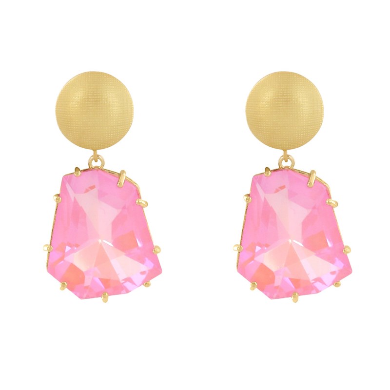 Boucles d'Oreilles Clip Gaufré Métal Doré et Gros Strass