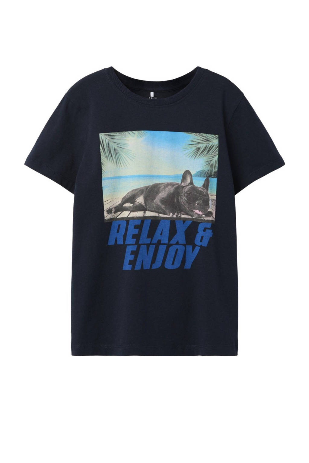 NAME IT T-shirt NKMVOTO met printopdruk donkerblauw relax