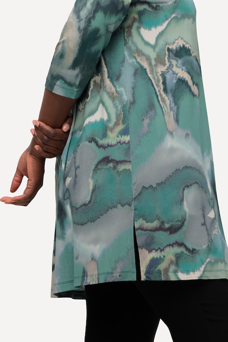 Slinkytunika, Marmor-Design, Tunika-Ausschnitt, Halbarm