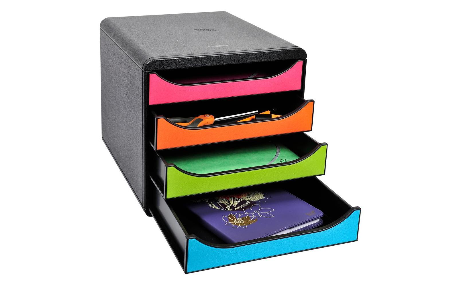 Schubladenbox Big-Box A4+ Schwarz/MehrfarbigSchubladenbox aus robustem Kunststoff