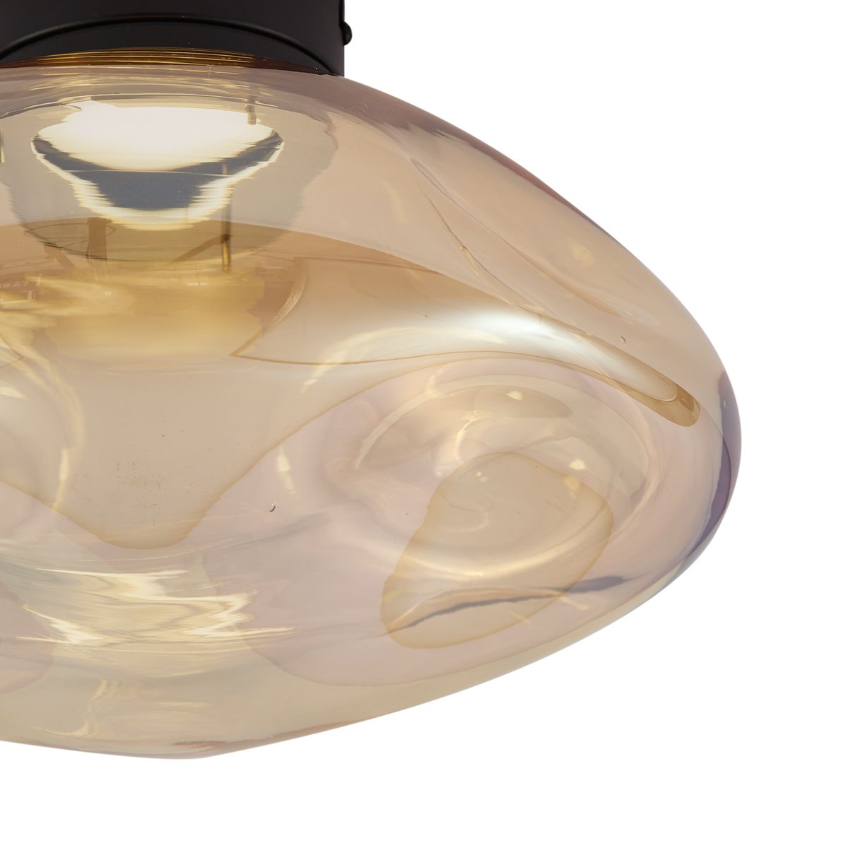 Design plafondlamp zwart met amber glas - Gemma