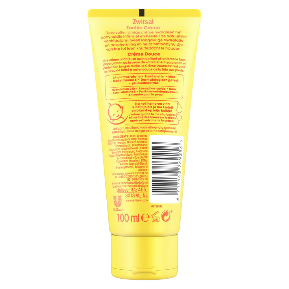 6x Zwitsal Zachte Crème 100 ml