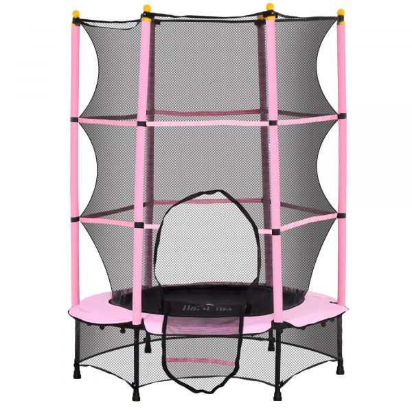 HOMCOM Trampolim para Crianças com Rede de Segurança e Estrutura de Aço para Interiores e Exteriores Carga 50kg Ø140x190 cm
