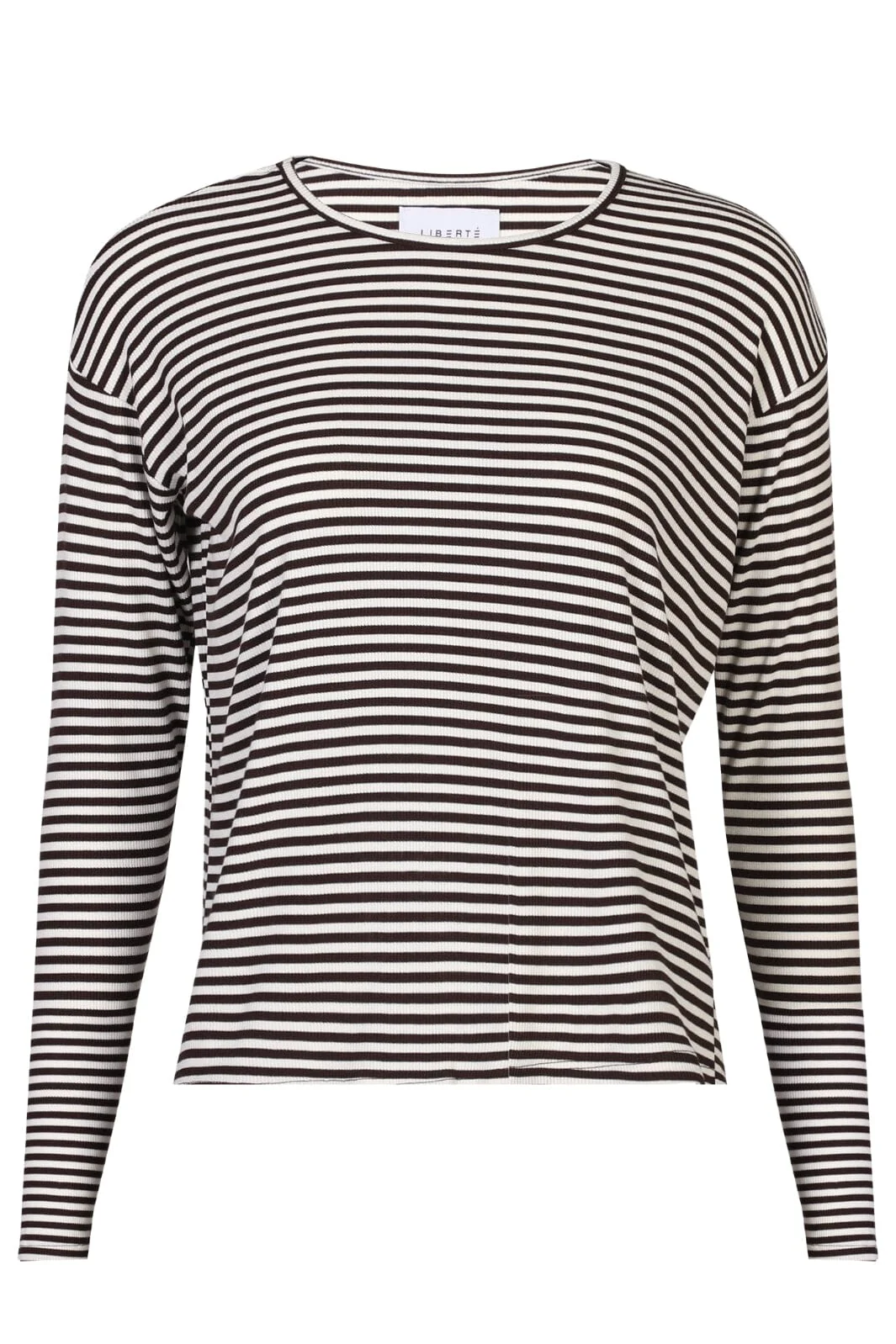 Liberte Natalia-Ls-Boxy-Blouse d brown creme small stripe