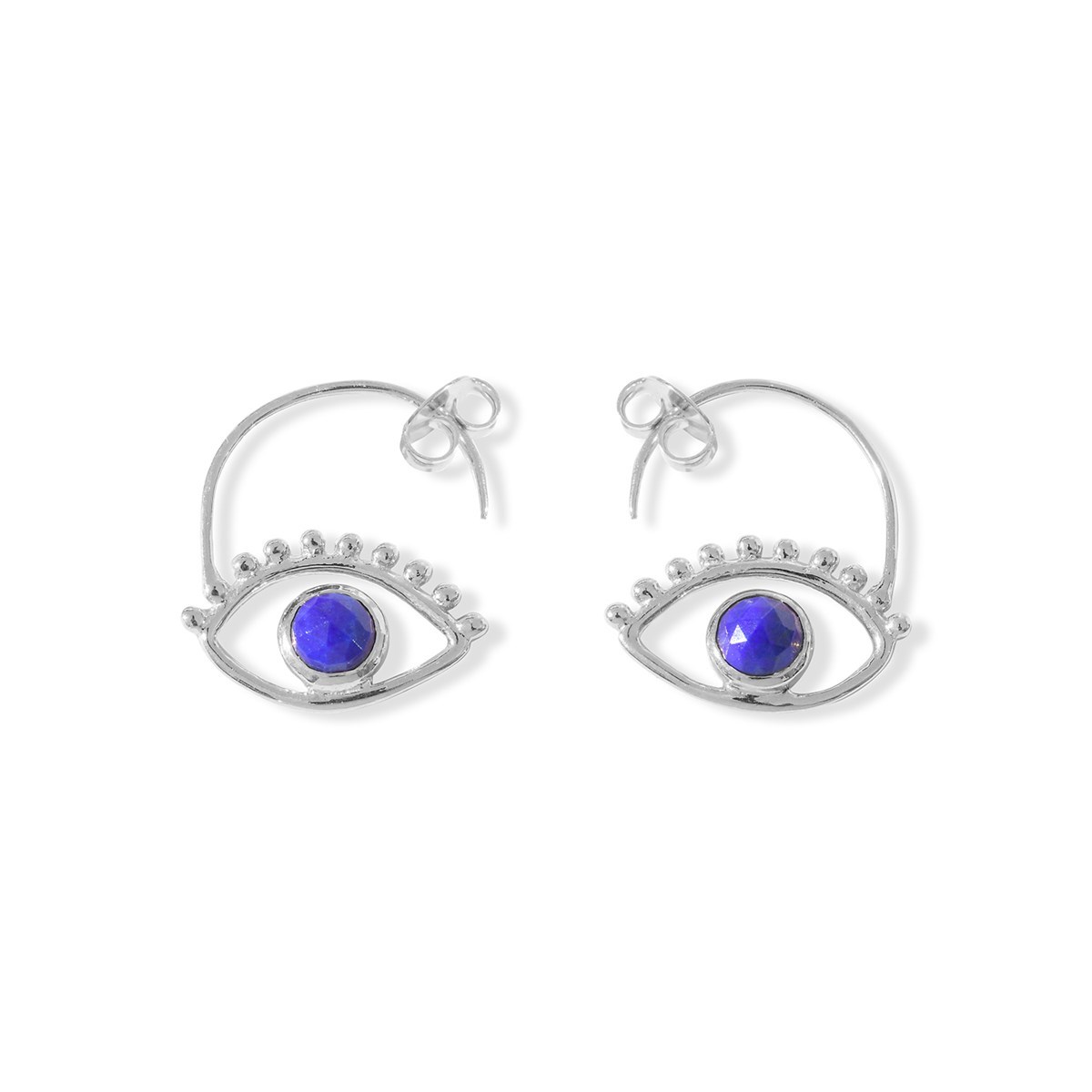 Boucles d'oreilles oeil en argent et lapis lazuli AJNA