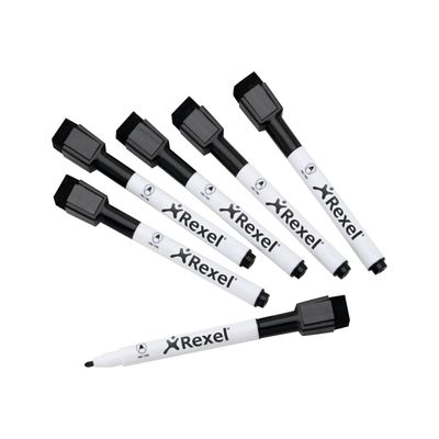 Rexel Joy - Pack de 6 marqueurs noirs pour tableau blanc - pointe fine