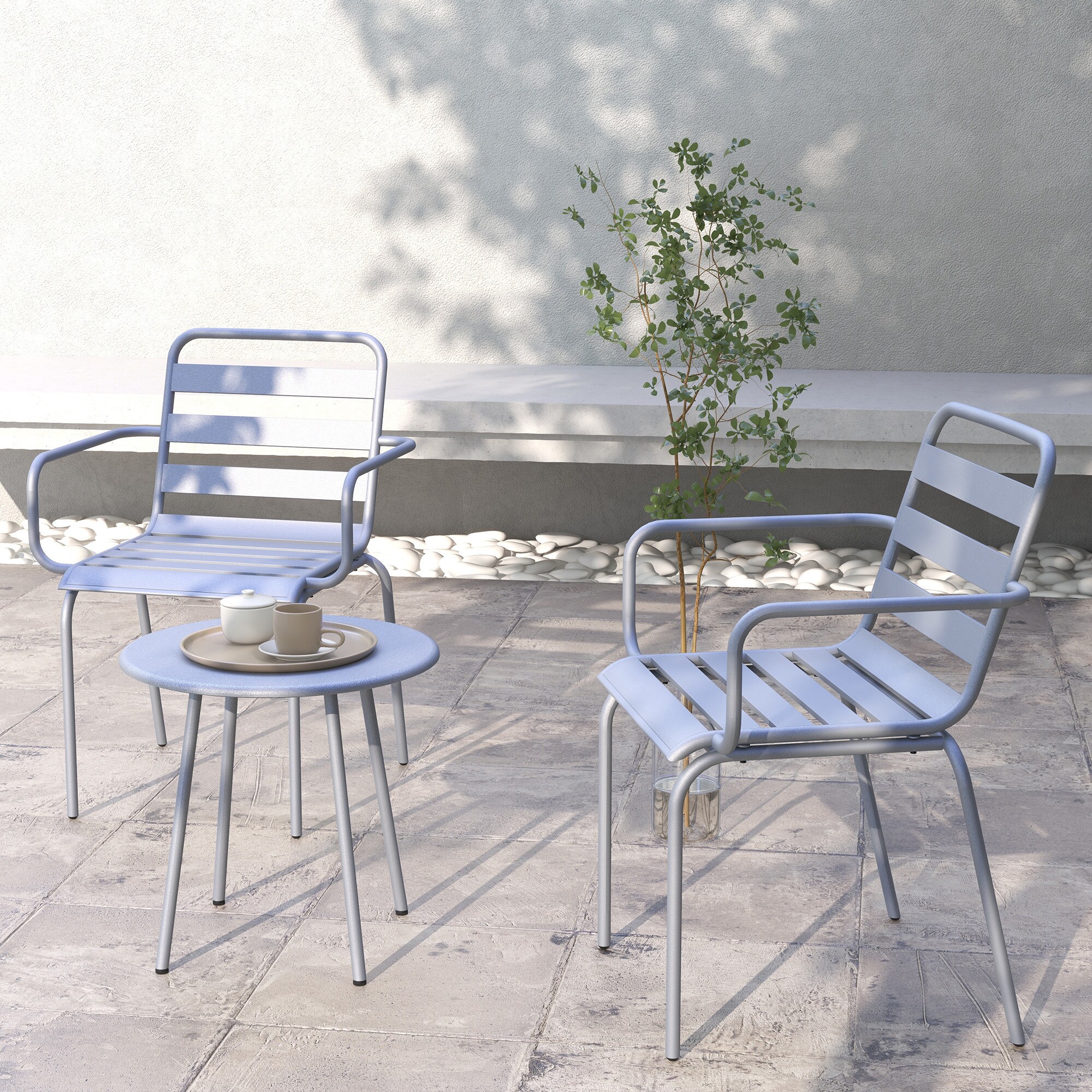 Outsunny Gartenmöbel-Set mit 2 Stühlen grün 51L x 58B x 78H cm