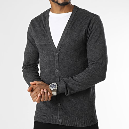 Cardigan Basic Gris Anthracite Chiné