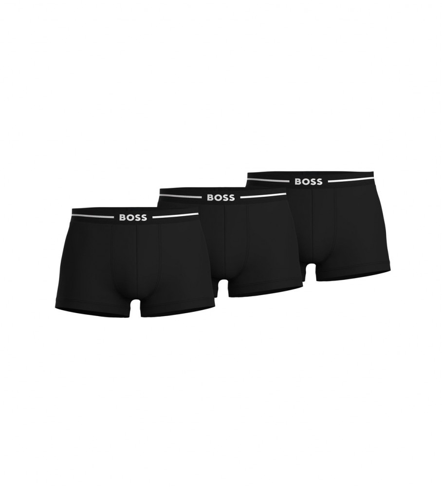Pacote com 3 cuecas boxer pretas da BOSS