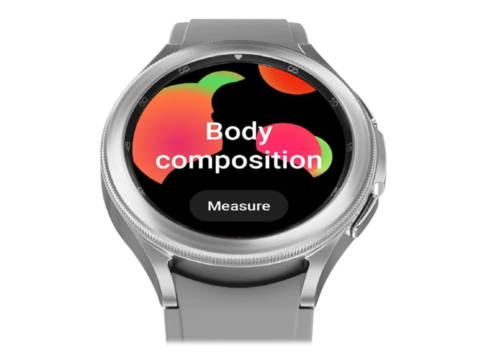 [OUTLET] - Samsung Galaxy Watch4 Classic - 42 mm - sølv - smart ur med rillesportsbånd - fluoroelastomer - hvid - display 1.2