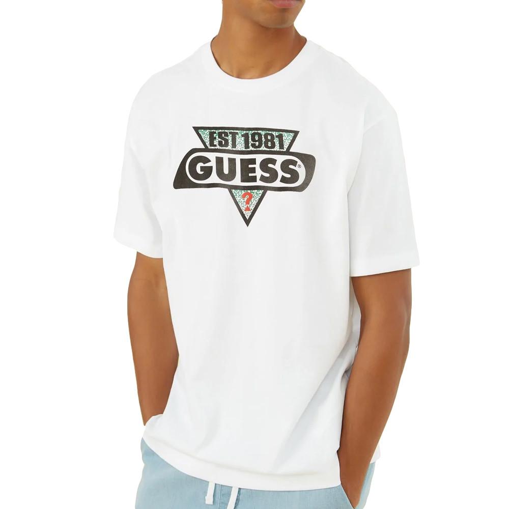 Guess T-shirt Blanc Homme Guess Ovrszd Racer