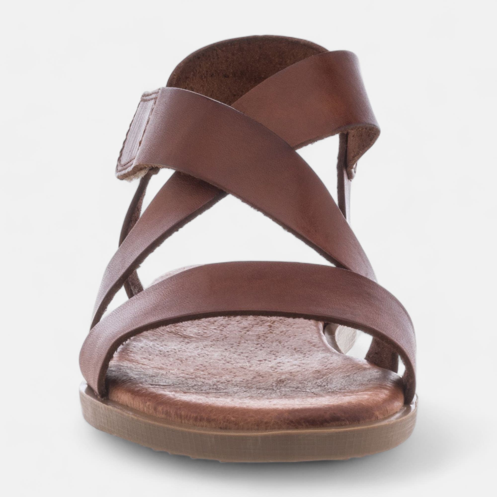 Nu-pieds Femme en cuir cognac