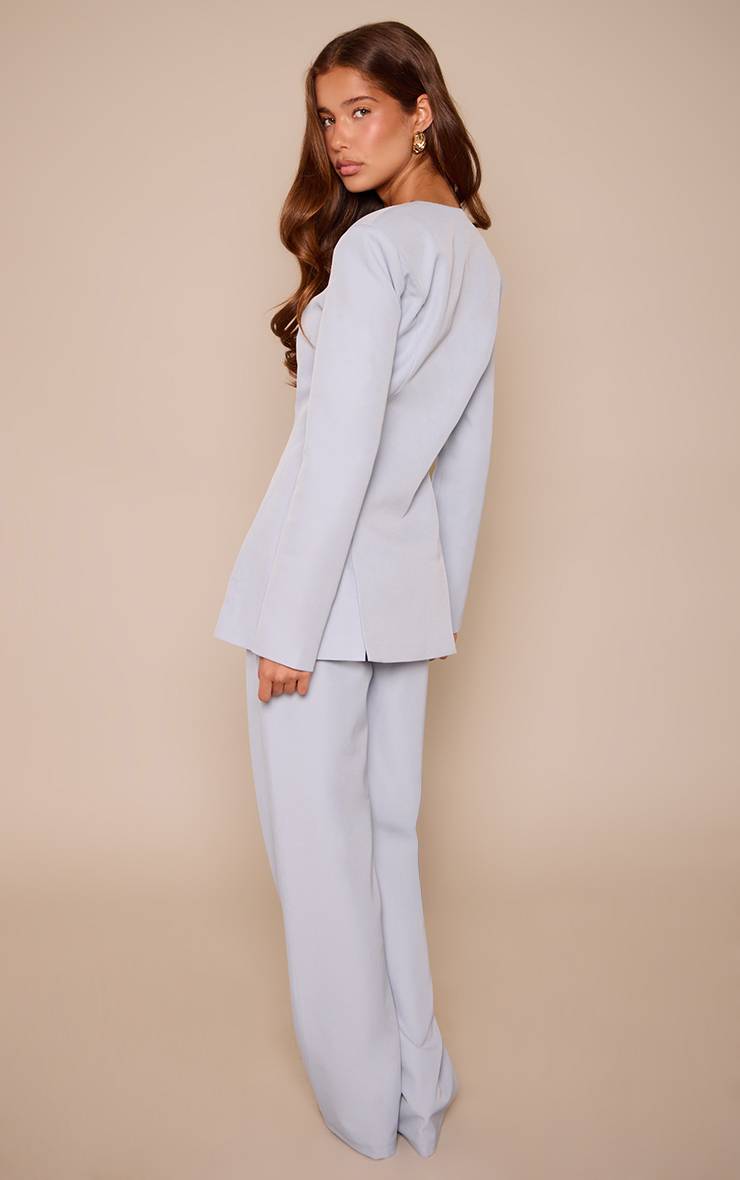 Bleu Poudré Pantalon Droit Tailleur